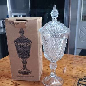 Vintagw Home Interiors Clear Glass Diamond Point Chalice